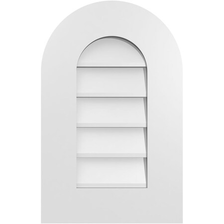 Ekena Millwork Round Top Surface Mount PVC Gable Vent: Non-Functional, w/ 3-1/2"W x 1"P Standard Frame, 14"W x 22"H GVPRT14X2201SN